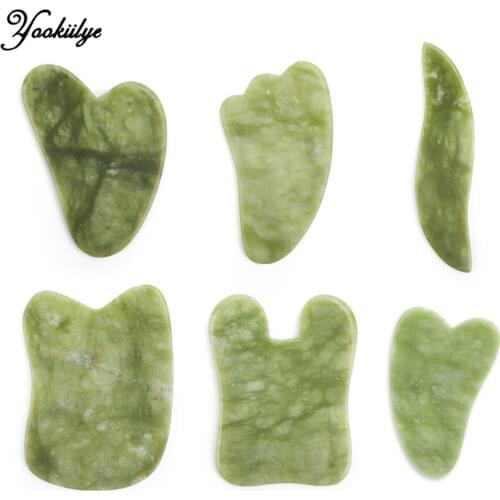Jade Gua Sha Facial Massage Scraping Board Natural Xiuyu Jade Stone Face Lift Slimming Massager for Plate Neck Thin Skin Lift