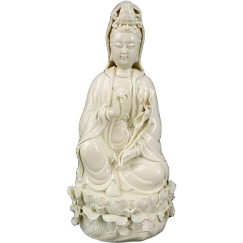China Old Porcelain White Glazed Guanyin White Porcelain Sculpture