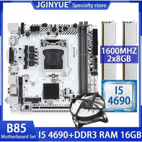 JINGYUE B85 motherboard LGA 1150 set kit with cooling Intel CORE I5-4690 CPU DDR3 2*4GB RAM M.2 NVMe WIFI mainboard B85I-PLUS