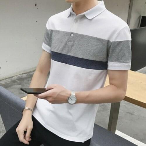 Korean Fashion Mens Spring Short Sleeve Summer T-Shirts Striped Patchwork Slim Men Tees Brand Quality Plus Size 4XL Casual Tops