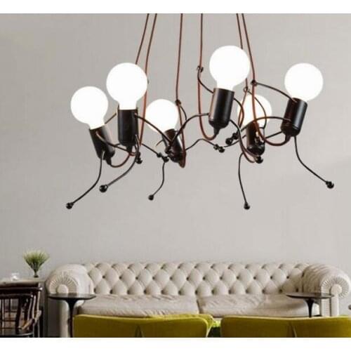 Creative Iron Pendant Lights Human Lampshade Luminaire Industrial Home Decor Hanging Lamp Restaurant Living Room MING