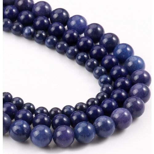 6 8 10 12mm Natural Stone Smooth Blue Kyanite Round Beads for Jewelry Making DIY Handmade Bracelets Necklaces Accessories 15