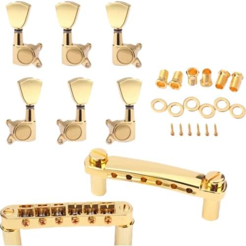 A Set Gold String Saddle Tune-O-Matic Bridge&Tailpiece For Gb Lp Style Electric Guitar