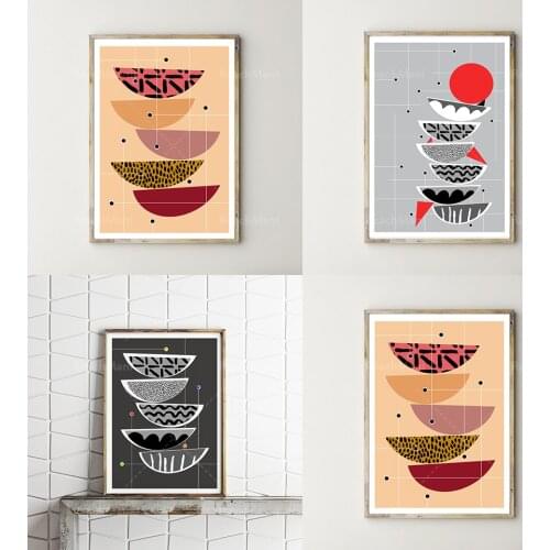 Wall Art Light Gray White Black Red Wall Decoration | Scandi Poster Gallery Wall Minimal Artwork