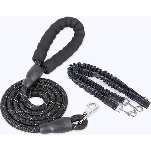 2021 new pet double-headed traction rope dog retractable one for two dog rope anti-blasting reflective dog leash