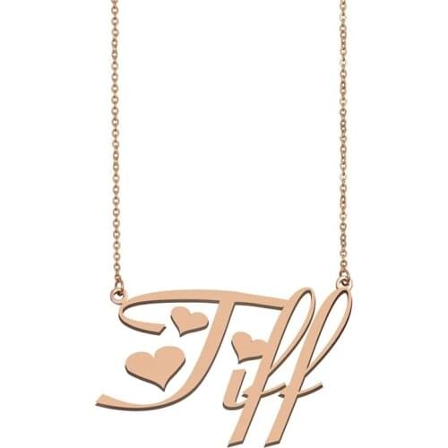 Tiff Name Necklace Personalised Stainless Steel Women Choker 18k Gold Plated Alphabet Letter Pendant Jewelry Friends Gift