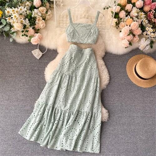 Women White Beach Holiday Dress Suit Summer Fashion Casual Zipper Tops Midi Skirt Two Piece Set Female Clothing Sundress 2021