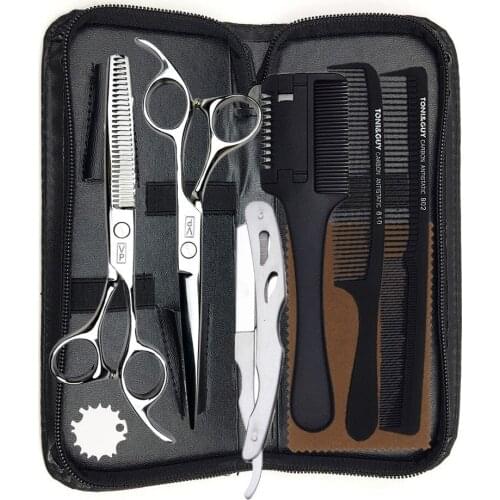 6'' JP 440C Professional Hairdressing Scissors Kit Salon Hair Scissors Cut Thin Hair Razor Comb Styling Tools Set