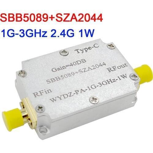 SBB5089+SZA2044 1000M TO 3000MHZ 2.4GHZ 1W Microwave RF power amplifier 30DB FOR 2.4G wifi Jammer SDR Ham Radio AMP TYPE-C