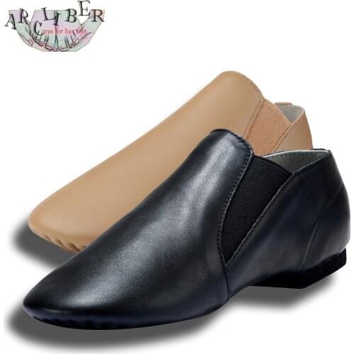 Slip on jazz dance shoes for adult men women,genuine leather, soft sneakers FOR modern jazz professional concert