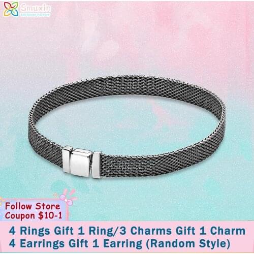 Smuxin 925 Sterling Silver Bracelets Black Pan Reflexions Bracelet Friendship Bangles Women Jewelry Making Girl Birthday Gift