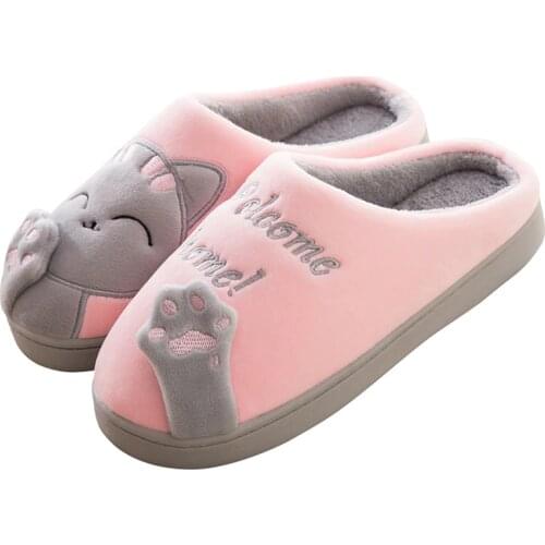 Winter Slippers Women Cartoon Indoor Shoes Non-Slip Soft Plush Warm Home Room Slippers Men Fashion Bedroom Lovers Slip-On Slides