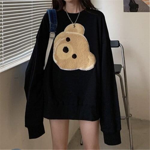 Round Neck Long Sleeve Print Sweatshirt Korean Fashion Loose Harajuku Sweetheart Hoodie Clothes For Women 2020 Fall Kawaii Tops
