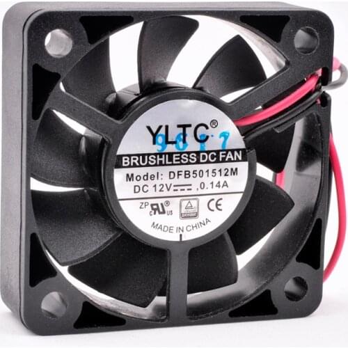 DFB501512M YLTC 5cm 50mm 50x50x15mm DC12V 0.14A 2 wires 2pin dual ball bearing cooling fan