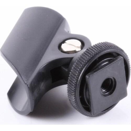 Microphone Clip Stand 19mm Plastic Mic Holder Clip with Hot Shoe For DSLR Camera H054