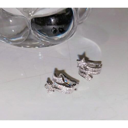 Earrings 2021 Trend Star Ear Stud 925 Silver Rose Gold Color earrings for women Girls Moissan Zircon Meteor Fashion Jewelry