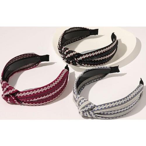 Women Printed Knotted Hairbands Vintage Simple Headband Female Elastic Hairband Handmade Headdress Ponytail Hair Accessories