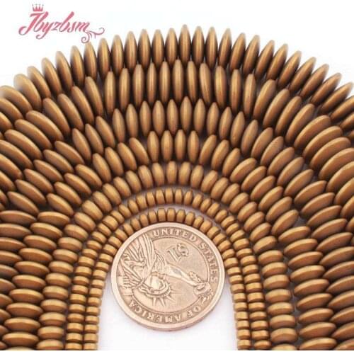 Gold Rondelle Beads Sliced Forst Hematite Stone Spacer Loose Beads for DIY Accessories Necklace Bracelet Jewelry Making 15"