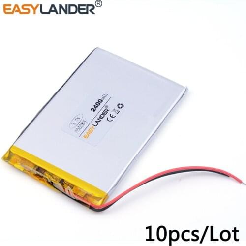 10pcs/Lot 3.7v lithium Li ion polymer rechargeable battery 505585 2400 mah mobile power supply 7 inch tablet battery GPS DVR toy