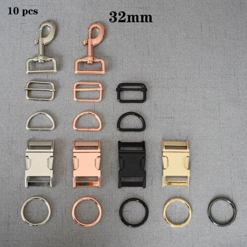 10 pcs/pack 32mm Metal Buckle Quick Side Release Buckle Hanger Lobster Clasp For Bag Luggage Snap Hook Backpack Strap Belt