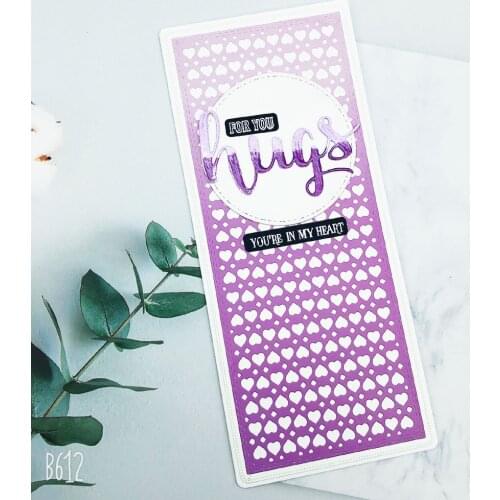 2pc Heart Slimline Base Background Metal Cutting Dies Cut Scrapbooking Paper Craft Album Handmade Card Punch Art Cutter Template