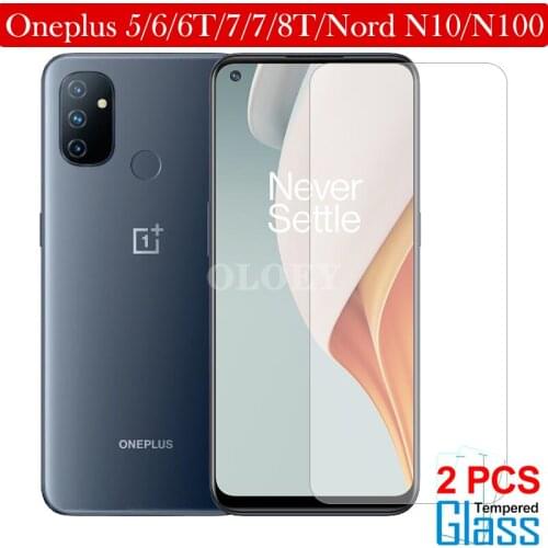 2Pcs screen protector Nord N10 5G Tempered Glass Safety Film For Oneplus 8 T 7T 5 6 7 T oneplus8 t Nord N10 N100 one plus 8 7 t