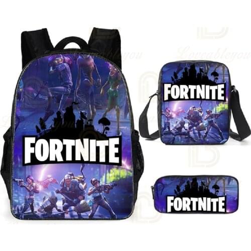 FORNITE 3Pcs/Sets Backpack 3D Print Primary Kids School Bags Sets Children School Backpack for Girls Boys Satchel Birthday Gifts