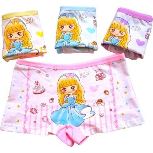 4 Pieces/Lot 2-10Y Children Underwear High Quality Cotton Girls Panties Cute Cat Pattern Kids Boxer Briefs Child Soft Girl Pants
