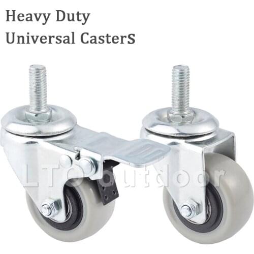 4PCS PVC Heavy Duty Gray Universal Caster Wheel Silent Doule Bearing For Industrial Office Equipment Furniture Accessories