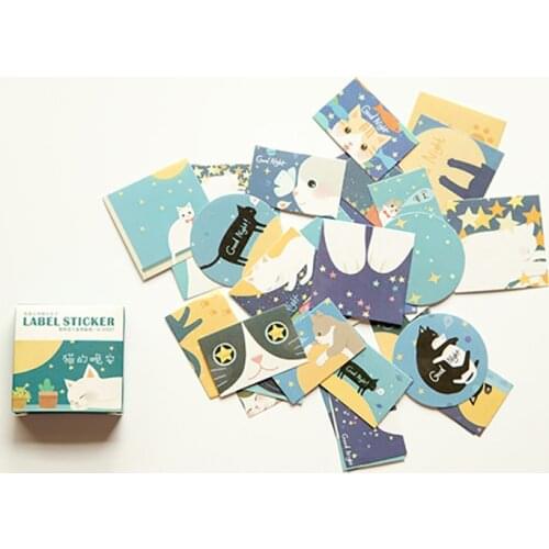 40 Pcs/Box Cat Night Mini Paper Sticker Set Decoration Diy Diary Scrapbooking Sealing Sticker Kawaii Stationery