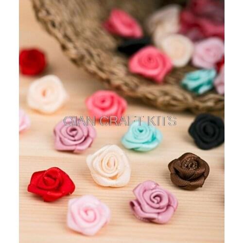400pcs Satin mini Ribbon Fabric Flowers Rose Wedding Decorations, Baby Headbands, Handbag craft(15-25mm) mixed colors