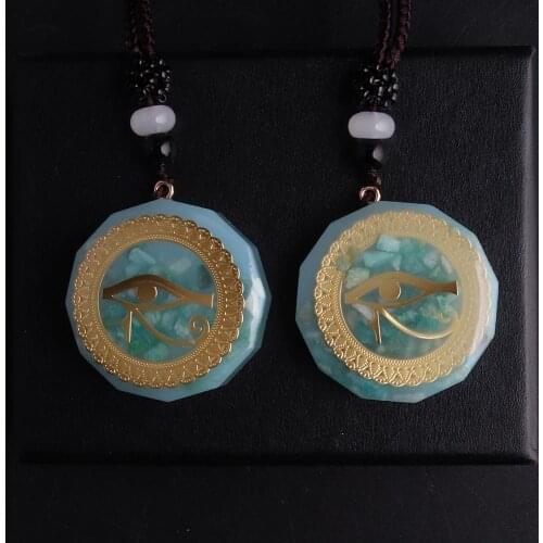 6PCS Orgone Energy Necklace Natural Stone Pendants Horus Eye All-Seeing Eyes Orgonite Pendant Necklace Reiki Chakra Pendulum