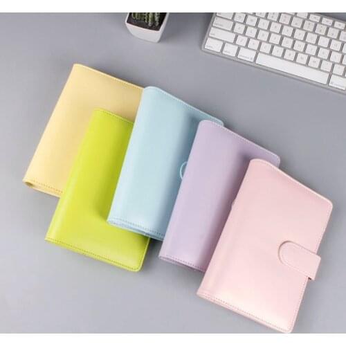 A5 Binder Envelopes Tickets Holder w/ PU Leather 6 Ring Binder Waterproof Cash Budget Envelopes for Documents and Cards