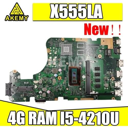 Akmey X555LA Laptop motherboard For Asus X555LA X555LAB X555LD X555LF X555LJ X555L Test original mainboard 4GB-RAM I5-4210U
