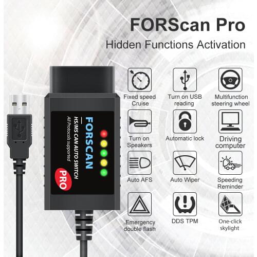 FORScan ELM327 V1.5 USB for Ford Coding OBD2 Scanner Adapter Car Diagnostic Tool HS/ MS CAN Auto Switch F150 F250 F350 F450