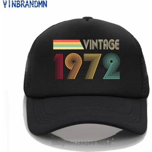New Vintage 1972 casual Baseball caps homme Retro Born in 1972 Cotton Trendy hats 49th Birthday Perfect Gift Hats for Father