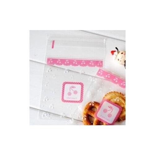 E1 Lovely Pink cherry 10*11+3cm / 7*7+3cm Biscuit Cake Cookie bakery Pagaging Bags Wedding Party Candy Gift Favour