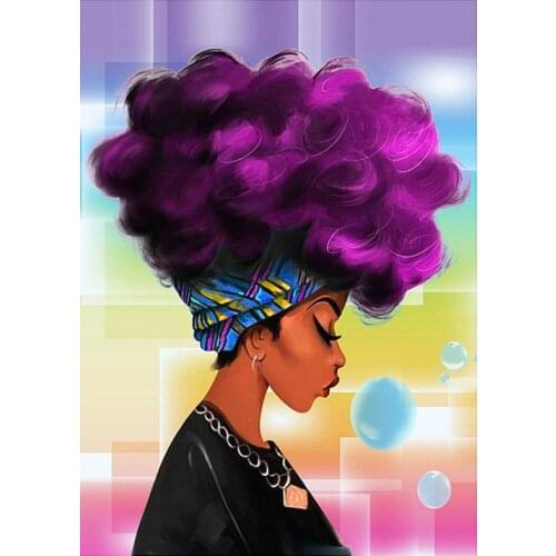JMINE Div 5D african american Girl Full Diamond Painting cross stitch kits art High Quality Portrait 3D paint by diamonds