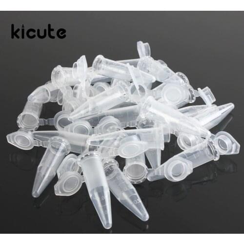 Kicute 25PCS/pack Modern 1.5ml Lab Clear Micro Plastic Centrifuge Test Tubes Vial Snap Cap Container Laboratory Supplies