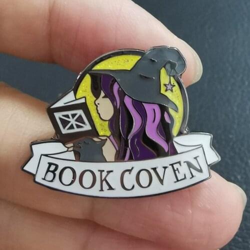 Book Coven Hidden Witch Hat Magic Book Lovers Brooch Pins Enamel Metal Badges Lapel Pin Brooches Jackets Jeans Fashion Jewelry