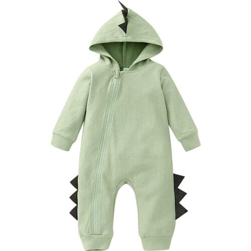 0-18 Months Infant Boys Dinosaur Romper Long Sleeve Hooded Jumpsuit Dinosaur Costume for Newborn Baby Boys