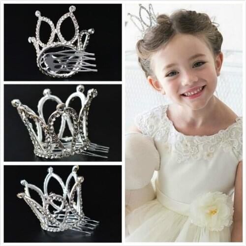 LNRRABC Kids Girls Shiny Crystal Rhinestones Hair Clip 3D Crown Hairpin Princess Barrettes Headwear Hair Accessories