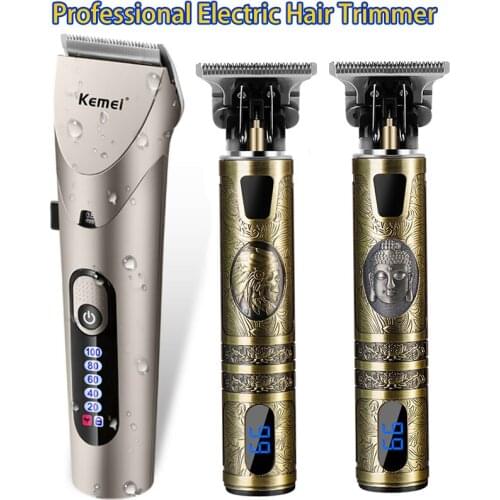 NEW Kemei Barber Hair Clipper For Man Wireless Professional Electric Hair Trimmer Waterproof Full Set Hair Machine Hair Trimmer