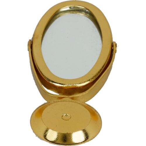 1/12 Dollhouse Miniature Metal Dressing Table Mirror Gold Tone Pretend Play Furniture Children Simulation Cosmeti Girl Toys