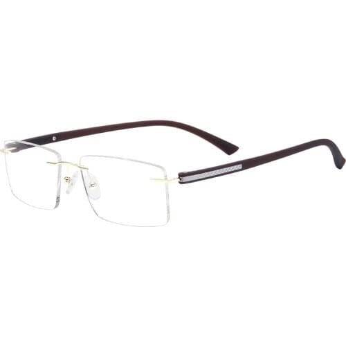 Men Women Fashion Colorful Rectangular Metal TR90 Rimless Glasses Frame For Prescription Lenses