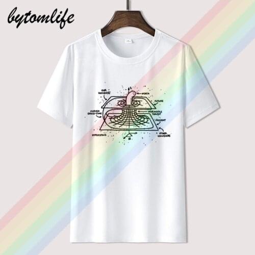 2018 Hot Sale Men Summer Fashion T Shirt Wormhole Explination Cartoon Physics Universe Geek T Shirt