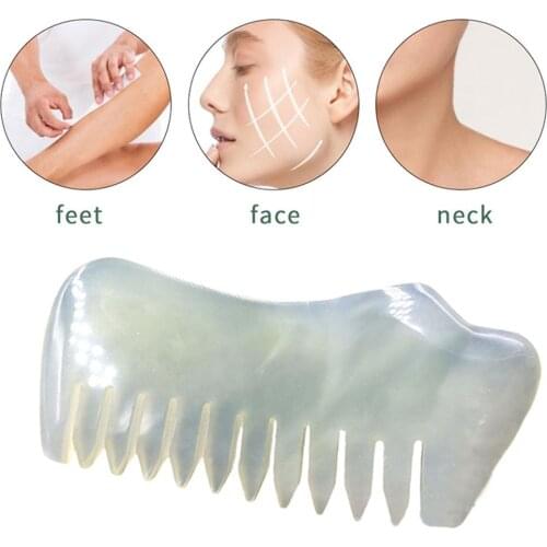 Natural Xiuyan Gua Sha Massage Comb Jade Comb Perfect Suitable For Head Face and Body Gua Sha Board Scalp Massager Meridian Comb