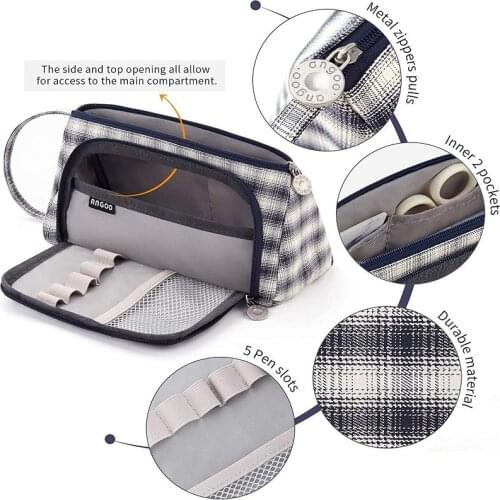 New Grid Pencil Case Quality Large Capacity Pencilcase School Pen Case Supplies Pencil Bag School Box Pencils Pouch Stationery