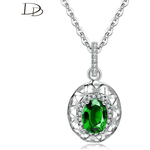 DODO Ambilight Green Round AAA Zircon Necklace For Women Fashion Hollow Design Silver Color Banquet Choker Jewelry Bijoux DSN006