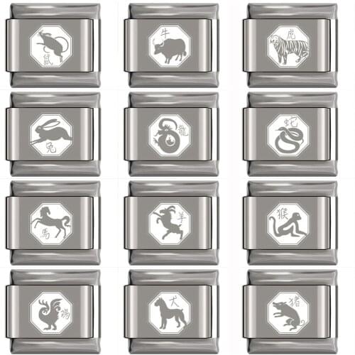 Hapiship 2019 1Pcs 9mm Width Original Daisy 12 Chinese zodiac Charm Fit 9mm Bracelet Stainless Steel Jewelry Making DJ163